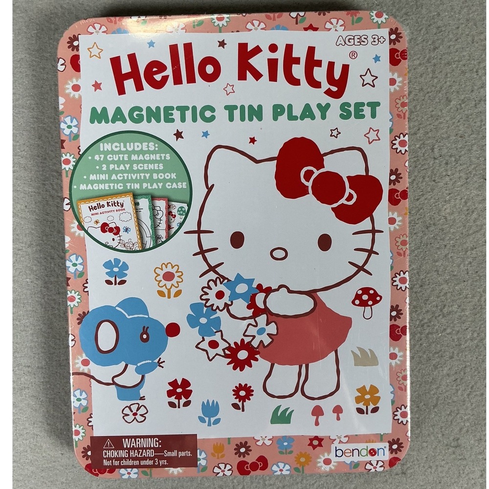 Hello Kitty Magnetic Tin Play Set 47 Magnets Activity Book Bendon New Sealed